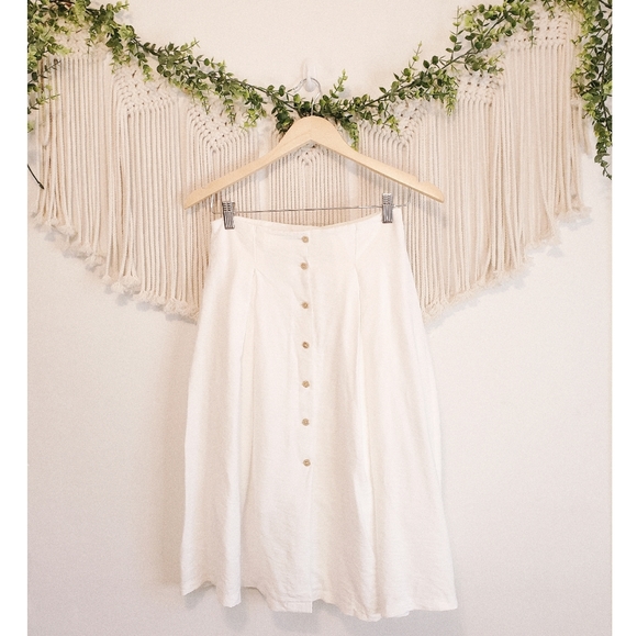 marc Dresses & Skirts - Marc Boutique White Button Front Boho A Line Midi Skirt sz L